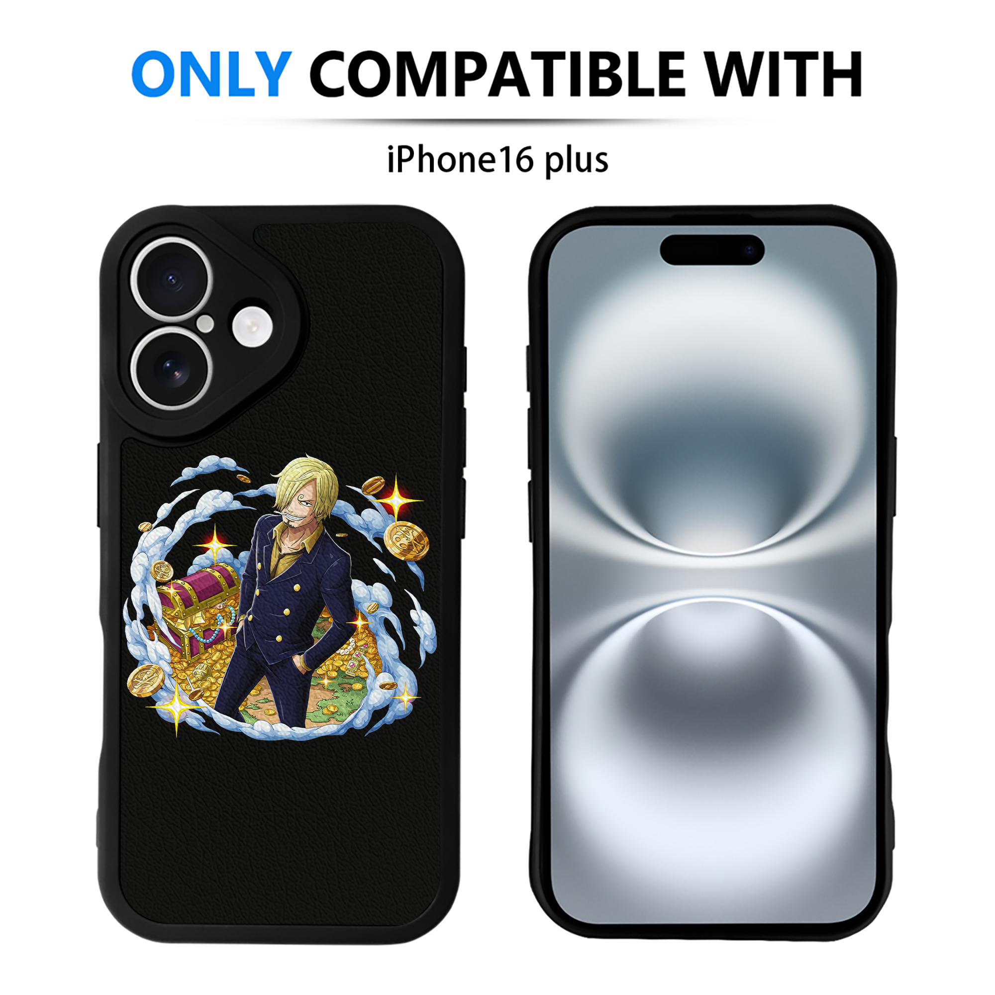 （画像用） ワンピース サンジ ONE PIECE Sanji 【iPhone 16シリーズ対応】シリコンスマホケース（レザー調） 材質：シリコン